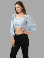 Crop Top for Women Western Wear Sky Blue Regular Price - Image 4